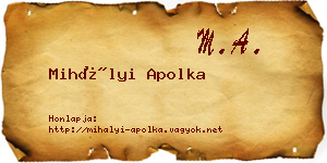 Mihályi Apolka névjegykártya